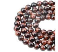 Natural Black Larvikite Labradorite Stone Beads Round Loose Bead for Jewelry Making Bracelet Necklace Accessories 15" 4/6/8/10mm-Red Tiger Eye-6mm (About 63pcs)