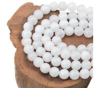 Natural Black Larvikite Labradorite Stone Beads Round Loose Bead for Jewelry Making Bracelet Necklace Accessories 15" 4/6/8/10mm-White Jade-6mm (About 63pcs)