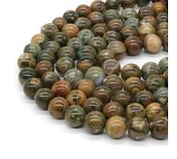 Natural Black Larvikite Labradorite Stone Beads Round Loose Bead for Jewelry Making Bracelet Necklace Accessories 15" 4/6/8/10mm-Rainforest Jasper-6mm (About 63pcs)