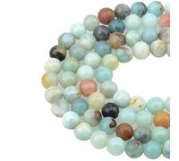 Natural Black Larvikite Labradorite Stone Beads Round Loose Bead for Jewelry Making Bracelet Necklace Accessories 15" 4/6/8/10mm-Color Amazonite-6mm (About 63pcs)