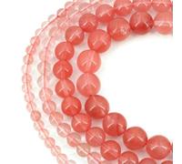 Natural Black Larvikite Labradorite Stone Beads Round Loose Bead for Jewelry Making Bracelet Necklace Accessories 15" 4/6/8/10mm-Cherry Quartz-6mm (About 63pcs)