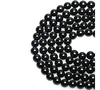 Natural Black Larvikite Labradorite Stone Beads Round Loose Bead for Jewelry Making Bracelet Necklace Accessories 15" 4/6/8/10mm-Black Obsidian-6mm (About 63pcs)