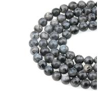 Natural Black Larvikite Labradorite Stone Beads Round Loose Bead for Jewelry Making Bracelet Necklace Accessories 15" 4/6/8/10mm-Black Labradorite-6mm (About 63pcs)