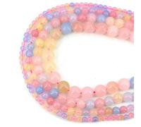 Natural Black Larvikite Labradorite Stone Beads Round Loose Bead for Jewelry Making Bracelet Necklace Accessories 15" 4/6/8/10mm-Morganite-6mm (About 63pcs)