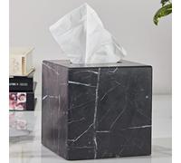 Natural Black Marble Tissue Holder, Removable Tissue Box, Tissue Dispenser with Acrylic Board Bottom, for Bathroom, Living, Bedroom, Dressing Table, Kitchen, Office, 5.5X5.5X5.7 Inch Napkin Box