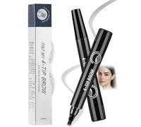 Natural Black Micro-Fork Eyebrow Pen with 4 Precision Tips for Natural Hair-Like Brows - Waterproof Long-Lasting Brow Pencil, Smudge-Resistant Quick-Dry Formula for Filling, Shaping and Defining