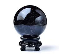 Natural Black Obsidian Crystal Ball with Stand, 50-220 Mm Decorative Round Stone Sphere Sculpture Figurine, Healing Crystals Gemstone Sphere Ball Ornament for Bedroom, Office Home Decor,6CM/2.3in