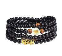 Natural Black Obsidian Gold Piyao Bracelet - Authentic Zodiac Jewelry for Wealth, Healing, and Protection | Adjustable Feng Shui Amulet for Men and Women(Dragon)