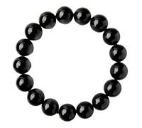 Natural Black Obsidian Protection Stone Bracelet for Meditation Spiritual Healing Stretch Beads Unisex Jewelry Gift (12mm)