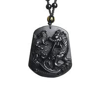Natural Black Obsidian Qilin Bring Happy Lucky Necklace Pendant Reiki Gift Energy Crystal Jewelry