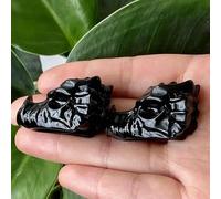 Natural Black Obsidian Quartz Crystal Dragon Head Skull Carved Vivid Animal Gift