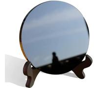 Natural Black Obsidian Scrying Mirror with Stand 5.90 in - Healing Crystals for Witchcraft, Divination, Meditation, and Crystal Decor - 15 cm