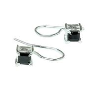 Natural Black Onyx Gemstone Dangle Earring 15x7mm | Made in 925 Sterling Silver, Silver Plated |Square Shape Stone, Faceted Minimlist Style Dangle For Women & Girls |LK_RDG_00072