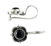 Natural Black Onyx Gemstone Dangle Earring 20x10mm | Made in 925 Sterling Silver, Silver Plated |Round Shape Stone, Smooth Minimlist Style Dangle For Women & Girls |LK_RDG_00127