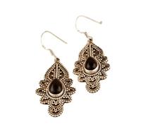 Natural Black Onyx Gemstone Dangle Earring 3.5x1.5mm | Made in 925 Sterling Silver, Silver Plated |Pear Shape Stone, Smooth Minimlist Style Dangle For Women & Girls |LK_RDG_00282