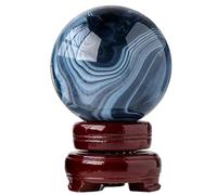 Natural Black Silk Agate Crystal Ball with Stand Quartz Crystal Sphere Tumbled Gems Stone Home Decoration Energy Healing Feng Shui Meditation Witchcraft Balls,60mm(60mm)