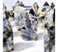 Natural Black Sphalerite Drusy Geode Crystal Tower Point Obelisk Decor