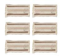 Natural Blend Table Mats 6 Pack Rustic Fringe(Khaki) | Soft tassel fringe border, decorative layered look, neutral for earth tones, matches wood tables