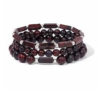 Natural Bloodstone Beads Bracelets for Men Square Round Shape Beads Bracelet Set Women Pulsera Hombre,Bloodstone,19cm