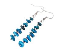 Natural Blue Apatite Gemstone Dangle Earrings, Stainless Steel Hooks, Handcrafted