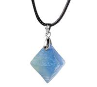 Natural Blue Fluorite Healing Stone - Wire Wrapped Choker For Women | Blue Fluorite Necklace - 20-30g Raw Octahedron Crystal Stone Pendant Choker Jewelry Gift For Women Girls