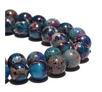 Natural Blue Imperial Jasper Beads 6mm Smooth Round Polished Gemstone Beads for Bracelets Loose Beads 15 Inch for Jewelry Making