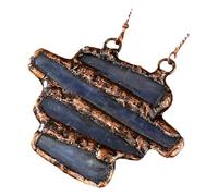 Natural Blue Kyanite Four-Bar Pendant Necklace - Raw Crystal Healing Stone Jewelry for Women, Boho Spiritual Statement Necklace