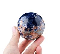 Natural Blue Stone Sun Stone symbiotic Crystal Ball Blue Stone Ball Sun Stone Ball Home Decoration Crystal Ball Ornaments,50~55mm