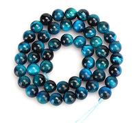 Natural Blue Tiger Eye Beads, Healing Gemstone Jewelry Making Triple Protection Bracelet Necklace Round Bead Accessory(8mm 48pcs)