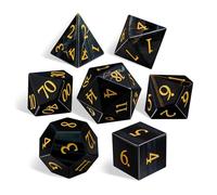 Natural Blue Tiger Eye Stone Dice Set, Hand Carved Polyhedral Dice for DND, RPG, Tabletop Games