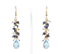 Natural Blue Topaz & Multi 4cm Drop Dangle Earrings Pair |LK_ECIN_0064 | Blue & White Color Gemstone Drop Shape Faceted Cut Stone 20.15 Caret Weight Handmade Jewelry For Women