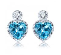 natural blue topaz stud earring heart shape jewelry women wedding 1