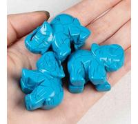 Natural Blue Turquoise Quartz Crystal Baby Elephant Carved Stone Minerals