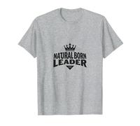 Natural Born Leader: Regal Crown Motivational Emblem T-Shirt, Men, Heather Grey, 5XL