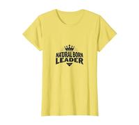 Natural Born Leader: Regal Crown Motivational Emblem T-Shirt, Women, Lemon, S
