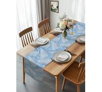 Natural Botanical Fern Leaves Table Runner 90 Inches Long,Table Runners Kitchen Dining Tables Decoration for Home Party Decor, Watercolor Foliage Blue Tables Runner Wedding Dresser Scarf