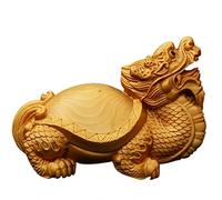 Natural Boxwood Hand Carved Fengshui Animal Statue (Dragon Tortoise Turtle)
