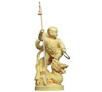 Natural Boxwood Hand Carved Nezha Prince Statue(Dragon)