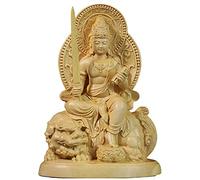 Natural Boxwood Hand Carved Uddhist Monastery Manjushri & Samantabhadra Boddhisattva Statue(Sit Manjushri 1#)