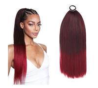 Natural Braided Ponytail Hairpiece for Women Synthetic Straight Wrap Around Braid Ponytail Long Perfect Looking(1BTBUG)