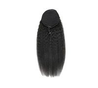 Natural Brazilian Kinky Straight Drawstring Ponytail Human Hair Extensions Remy Pony Tail with Clip Perfect Looking(10inches)