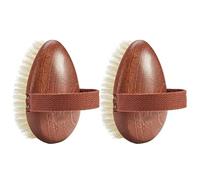 Natural Bristle Back Scrubber, Drop-Shaped Wooden Dry Brush Body Brush, Lighten Cellulite Fine Lines/exfoliate, Wide Grip/Easy to Carry(12.5 * 8cm*2pcs)