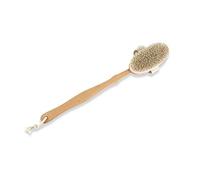 Natural Bristle Back Scrubber Shower Brush, D Bath Brush with Detachable Long Wooden Handle for Scrub Shower