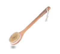 Natural Bristle Bath Brush Exfoliating Beauty Body Shower Brush Portable Travel Massage Horse Hair Wooden Dry Brush(White)
