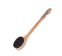 Natural Bristle Bath Brush Exfoliating Beauty Body Shower Brush Portable Travel Massage Horse Hair Wooden Dry Brush(Black)