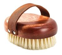 Natural Bristle Body Scrubber, Oval Wooden Bath Brush with Hand Grip, Back Exfoliation/Massage, Wet and Dry Dual-use/Gift(11 * 8cm*1pcs)
