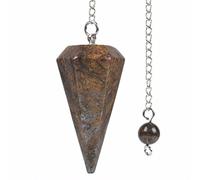 Natural Bronzite Gemstone Rock Crystal Hexagonal Pointed Reiki Chakra Pendant Pendulum