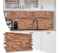 (Natural Brown, Set of 4) 3D Wall Panels (95.5x48cm) - Stone Slate Effect Wall Panelling