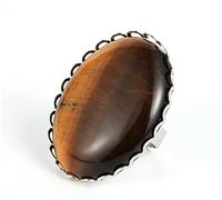 Natural Brown Tiger Eye Stone Ring Crystal Oval Big Ring Adjustable Women'S Open Stone Rings Reiki Balance Ankle Finger Rings Eternity Ring For Women Girl Men