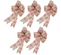 Natural Burlap Snowflake Fishtail Bows 5pcs for Winter
